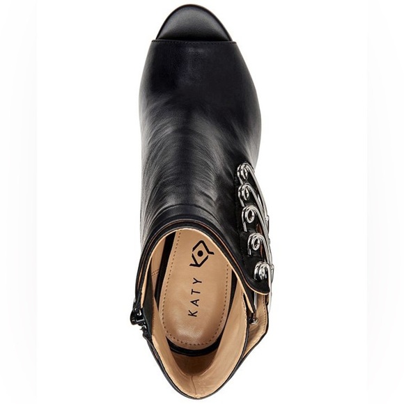 Katy Perry Women's Black 100mm Unity Pins Leather Ankle Boots Size 40.5 - Picture 4 of 16